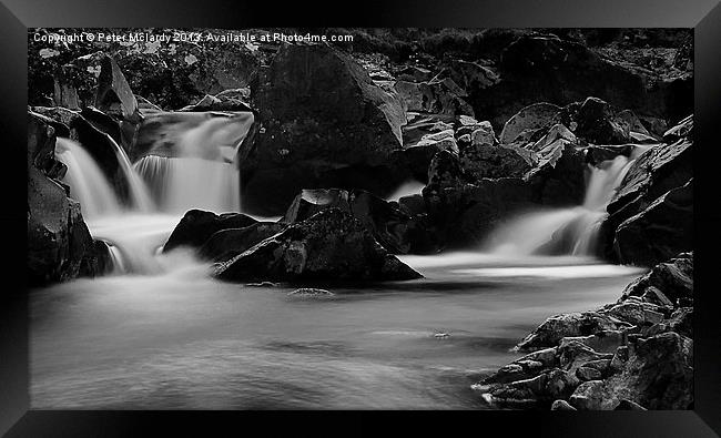 Black and White Falls ! Framed Print by Peter Mclardy