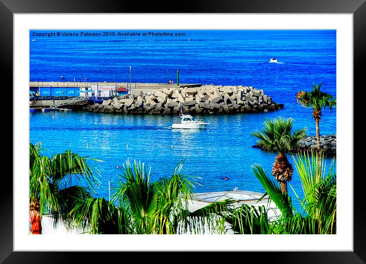 Costa Adeje Harbour Framed Mounted Print by Valerie Paterson