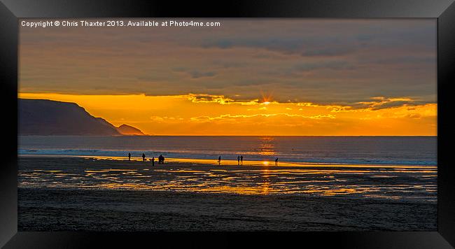Widemouth Bay Sunset Framed Print by Chris Thaxter