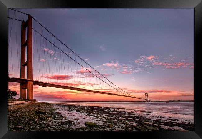 Humber Bridge Sunset Framed Print by Brian Clark