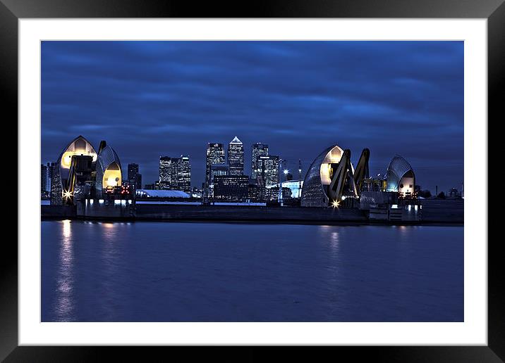 Night view  Thames Barrier London Framed Mounted Print by Philip Pound