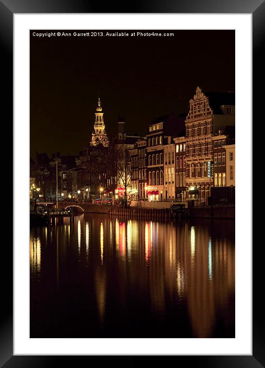 Amsterdam at Night Framed Mounted Print by Ann Garrett