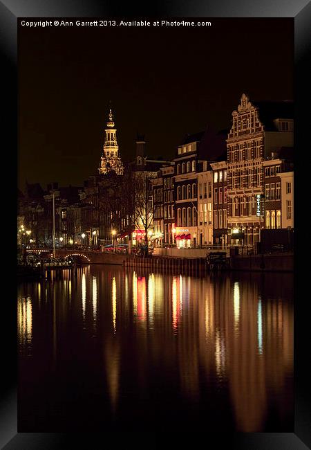 Amsterdam at Night Framed Print by Ann Garrett