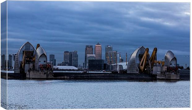 Night View of Londons Thames Barrier Canvas Print by Philip Pound