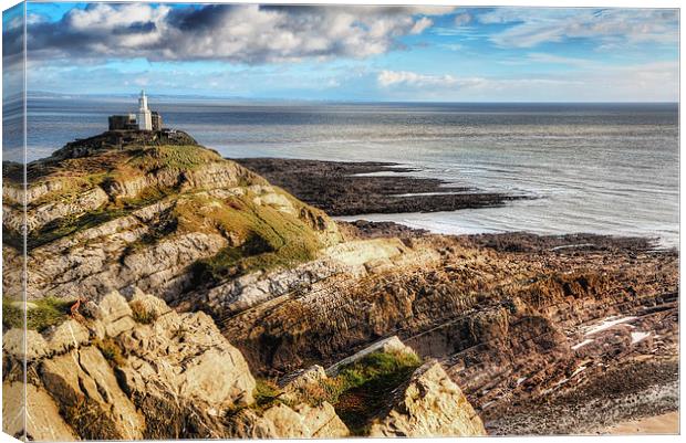 The Mumbles Lighthouse Canvas Print by Simon West