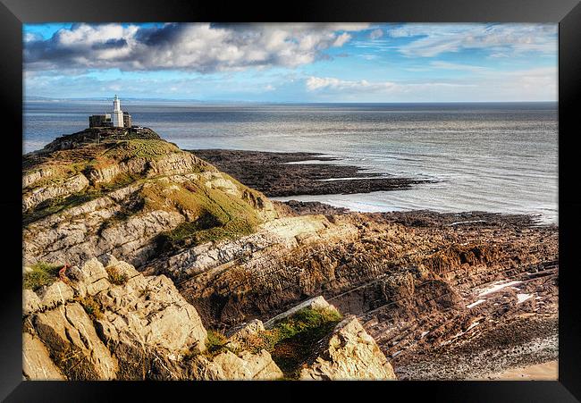The Mumbles Lighthouse Framed Print by Simon West