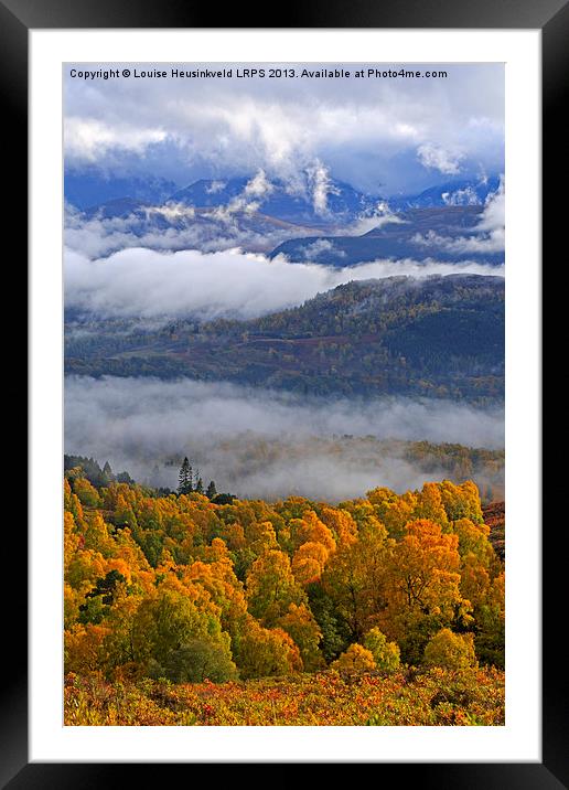 Misty day in the Cairngorms in Autumn Framed Mounted Print by Louise Heusinkveld