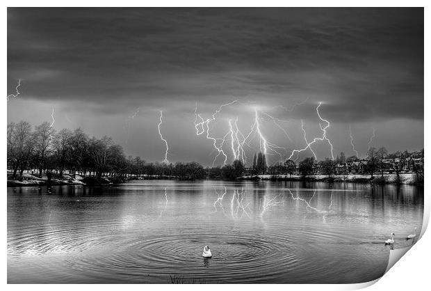 It was a lovely evening until lightning struck - i Print by Satya Adt