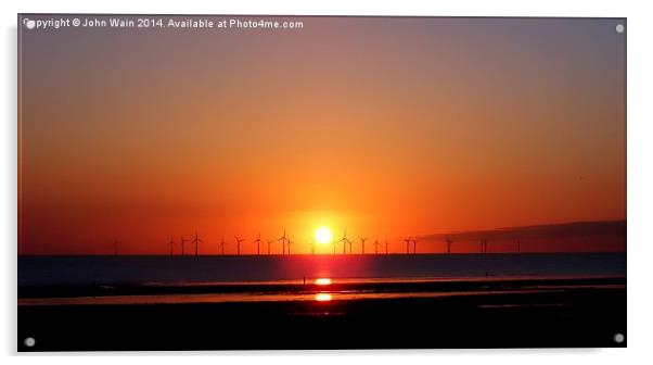 Sunset at the wind farm Acrylic by John Wain