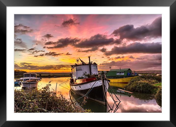 Houseboats on Velator Quay Framed Mounted Print by Dave Wilkinson North Devon Ph