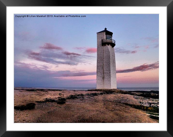 Southerness Lighthouse. Framed Mounted Print by Lilian Marshall