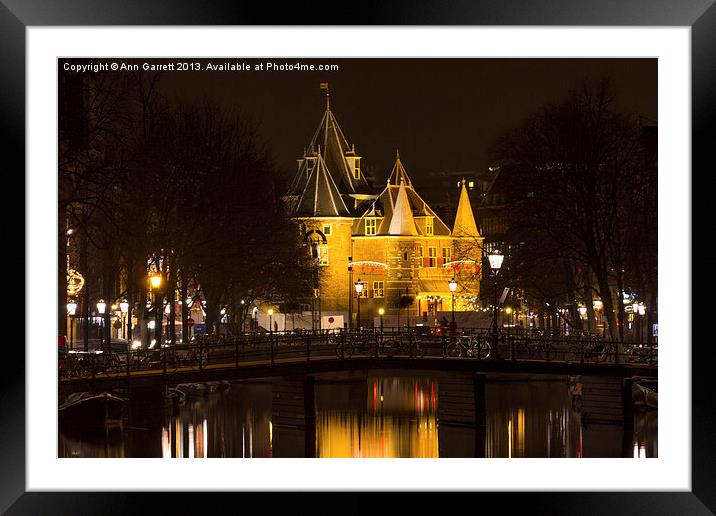 The Waag at Night  Amsterdam Framed Mounted Print by Ann Garrett