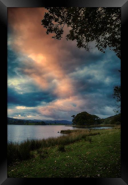 Esthwaite Water sunset Framed Print by Graham Moore