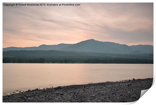 Sunset over Coniston Water Print by Robert Maddocks