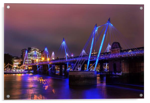 Hungerford Bridge Acrylic by Stuart Gennery