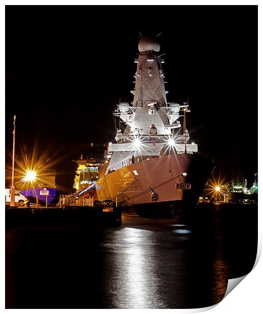 HMS Duncan docked in Dundee Print by Lorraine Paterson