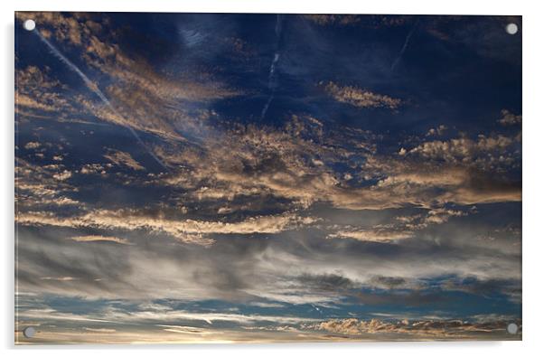 Blue sunset sky Acrylic by anna collins