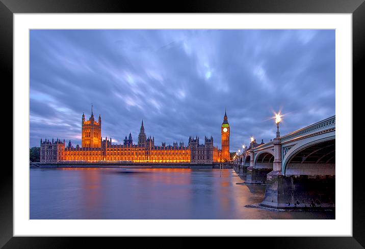Houses of Parliament at Dusk Framed Mounted Print by Tezz Adcock