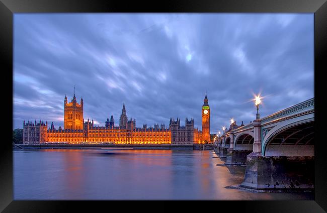 Houses of Parliament at Dusk Framed Print by Tezz Adcock