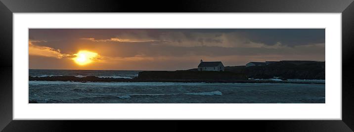 Sunset at Porth Cwyfan Framed Mounted Print by malcolm fish