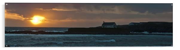 Sunset at Porth Cwyfan Acrylic by malcolm fish