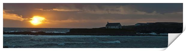Sunset at Porth Cwyfan Print by malcolm fish