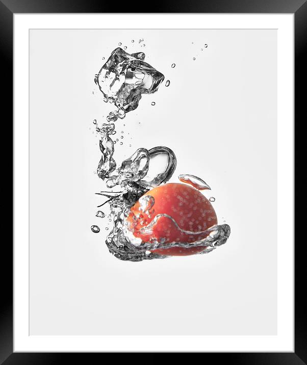Tomato Splash Framed Mounted Print by Nigel Jones