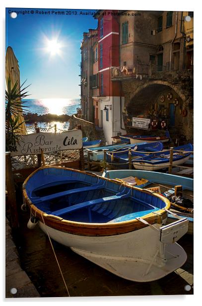 Port of Riomaggiore Acrylic by Robert Pettitt