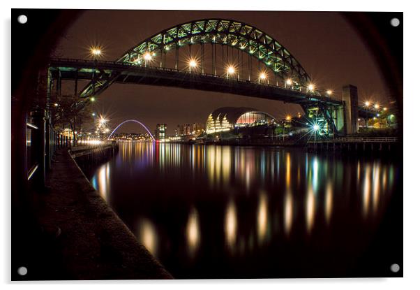 Tyne @night Acrylic by Michael Thompson