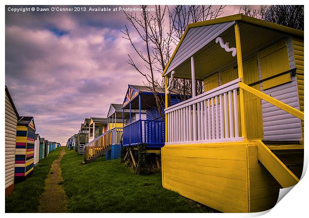 Whitstable Beach Huts Print by Dawn O'Connor