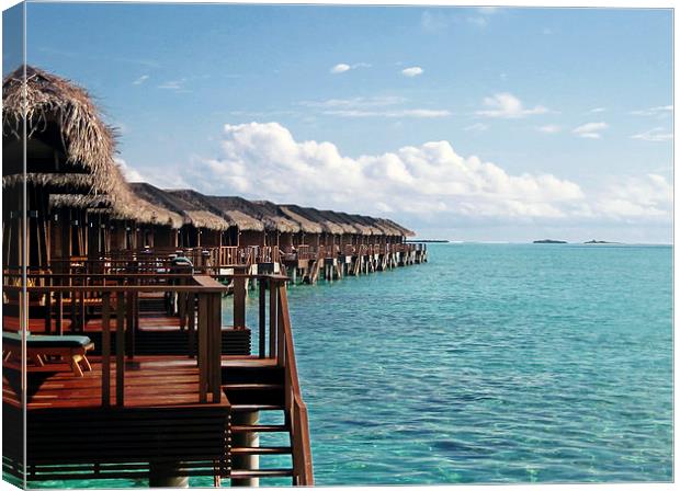 Over the water bungalow Canvas Print by sharon hitman