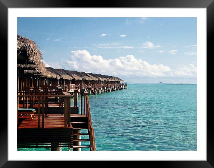 Over the water bungalow Framed Mounted Print by sharon hitman
