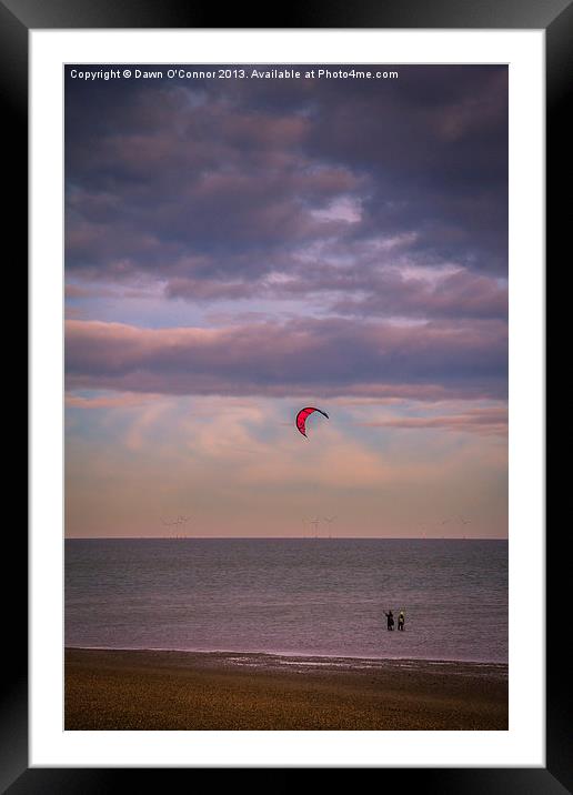 Whitstable Kite Surfing Framed Mounted Print by Dawn O'Connor