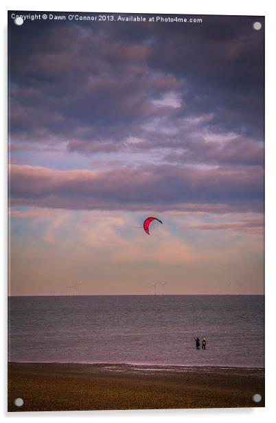 Whitstable Kite Surfing Acrylic by Dawn O'Connor