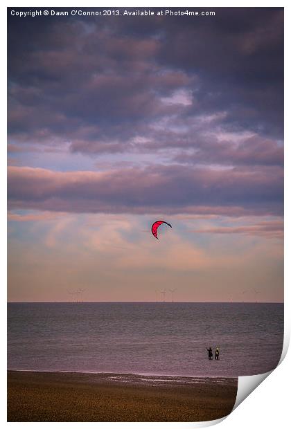 Whitstable Kite Surfing Print by Dawn O'Connor