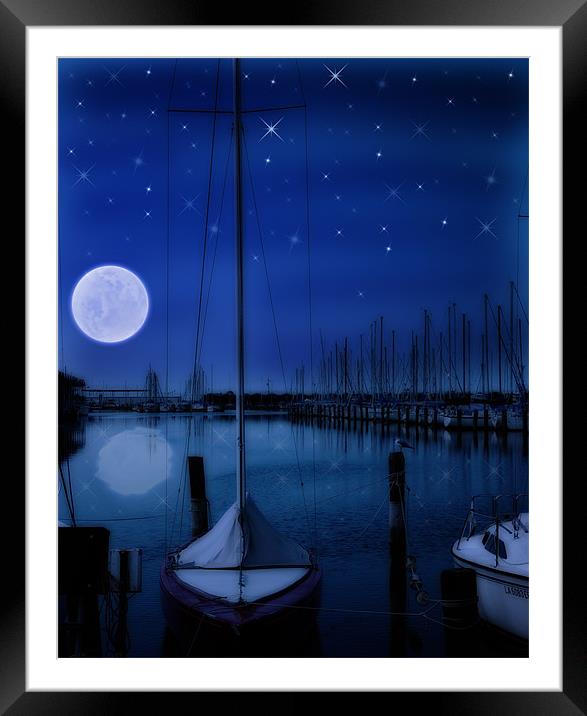 Night at the Marina Framed Mounted Print by antonio henriquez