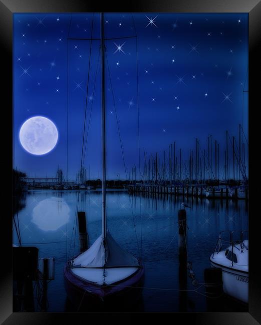 Night at the Marina Framed Print by antonio henriquez