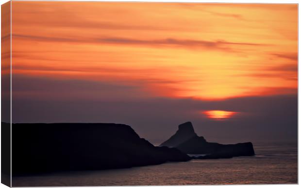 Sunset at Worms Head. Canvas Print by Becky Dix