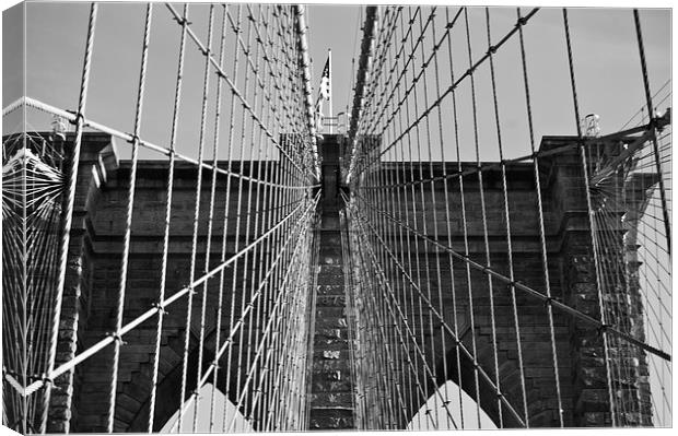 Brooklyn Bridge Monochrome Canvas Print by Steve Purnell