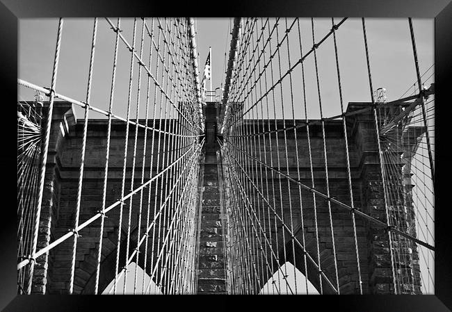 Brooklyn Bridge Monochrome Framed Print by Steve Purnell