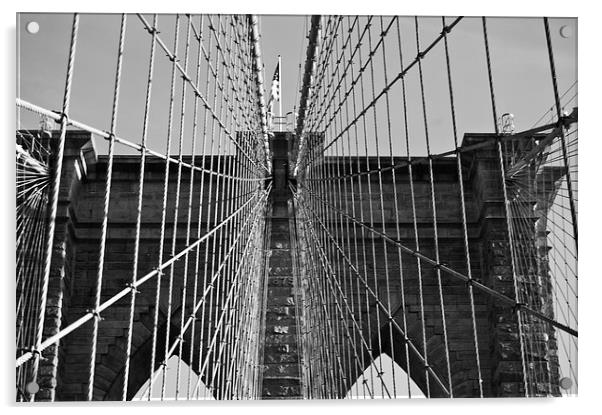 Brooklyn Bridge Monochrome Acrylic by Steve Purnell