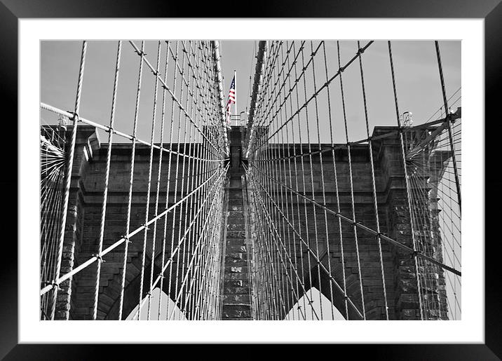 Brooklyn Bridge Colour Pop Framed Mounted Print by Steve Purnell
