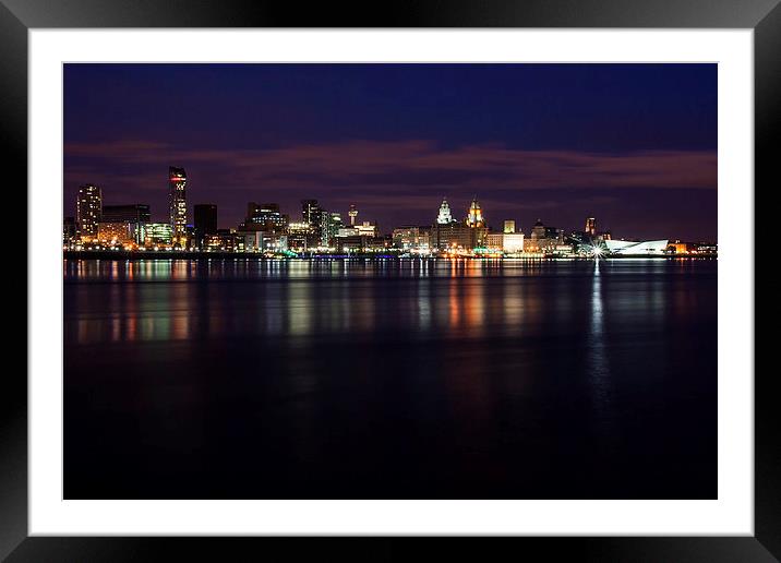 Liverpool at Night Framed Mounted Print by Wayne Molyneux