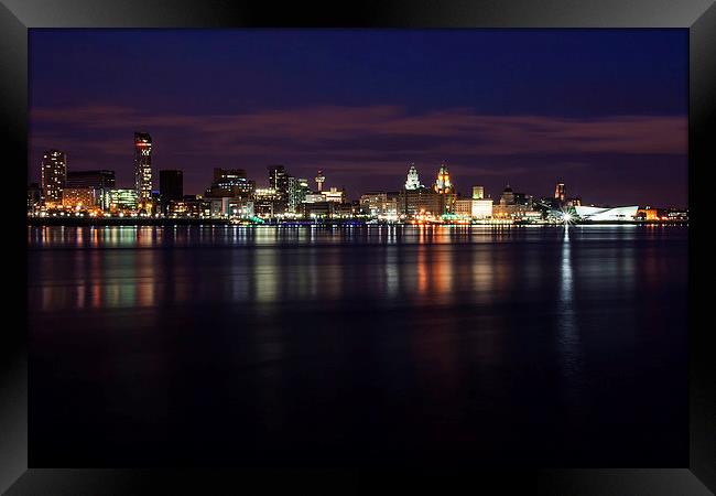 Liverpool at Night Framed Print by Wayne Molyneux