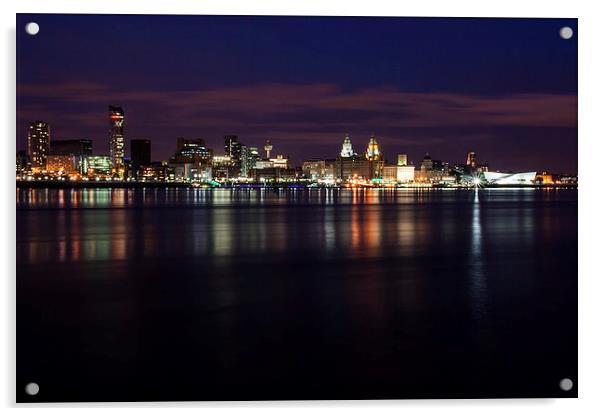Liverpool at Night Acrylic by Wayne Molyneux