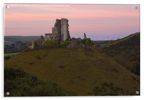 Corfe Castle at Sunrise Acrylic by Paul Brewer