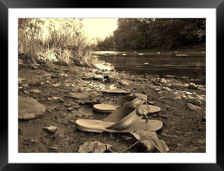 Time to get in the cold stream! Framed Mounted Print by Jeffrey Evans