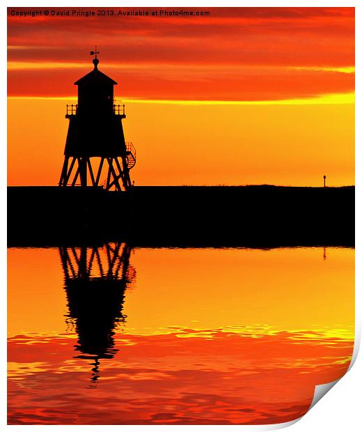 Groyne Lighthouse at Sunrise Print by David Pringle