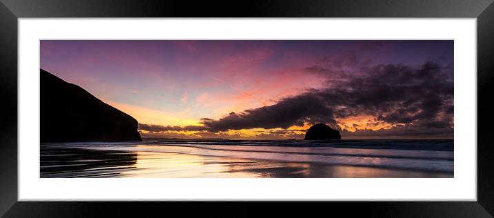 Trebarwith Strand Sunset Framed Mounted Print by David Wilkins