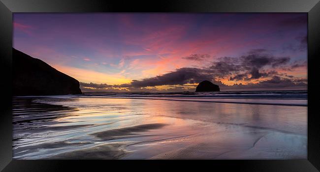 Trebarwith Strand Sunset Framed Print by David Wilkins